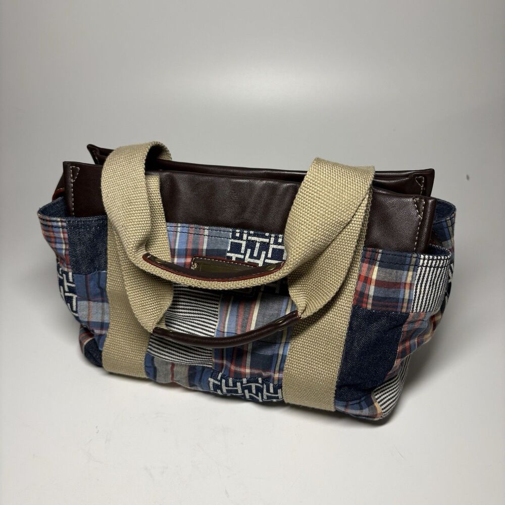 Purse Tommy Hilfiger American Classics Madras Plaid Denim Handbag Double Handle